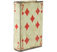 Biscottini Scatola porta carte da gioco in legno 14x10x3 cm | Scatola carte da gioco rivestita in stoffa ed anticata | scatola con mazzo di carte