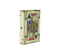 Biscottini Scatola porta carte da gioco in legno Fante fiori L10,5xPR3,5xH14,5 - Scatola carte da gioco rivestita in stoffa ed anticata - Scatola con mazzo di carte