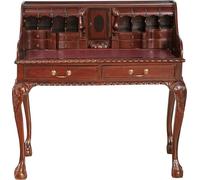 Biscottini Scrittoio in legno e pelle vintage 103x64x105 cm - Scrivania con cassetti - Scrittoio antico in legno - Scrivanie classiche per studio e camera da letto - Tavolo da lavoro per Computer