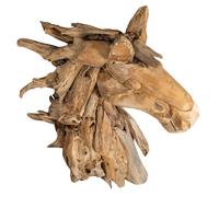 Biscottini Scultura a forma di testa di cavallo in legno di teak riportato dal mare