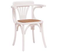 Biscottini Sedia con braccioli Thonet in massello di frassino finitura bianca e seduta in rattan L45xPR42xH77 cm.