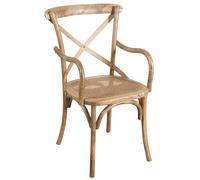Biscottini Sedia con braccioli Thonet in massello di frassino in finitura noce chiaro anticato e seduta in paglia di Vienna L50XPR43XH89 cm