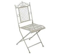 Biscottini Sedia in ferro battuto pieghevole da esterno da giardino da pranzo finitura bianca anticata L41xPR49xH96 cm