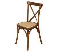Biscottini Sedia in Legno e Rattan Stile Bistrot con Schienale a Croce - Sedie per Cucina, Sala da Pranzo, Bar e Ristorante Thonet - Sedie impagliate Vintage - Sedia impilabile Rustica Cross