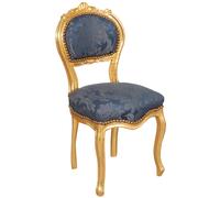 Biscottini Sedia poltroncina stile francese Luigi XVI in legno massello di faggio finitura oro e blu