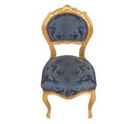 Biscottini Sedia poltroncina stile francese Luigi XVI in legno massello di faggio finitura oro e blu