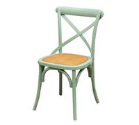 Biscottini Sedia Thonet Cross in massello e seduta in rattan finitura verde