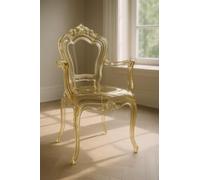 Biscottini Sedie in Policarbonato Giallo - Sedia Braccioli Soggiorno 53x49x97,5 cm - Poltrone Barocche Sala da Pranzo Camera da Letto - Poltrona in Plastica da Esterno Moderna Matrimonio Cerimonie