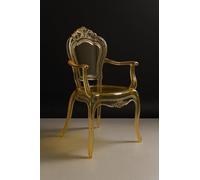 Biscottini Sedie in Policarbonato - Sedia con Braccioli Cucina Soggiorno 53x49x97,5 cm - Poltrone Barocche Sala da Pranzo Camera da Letto - Poltrona in Plastica da Esterno Moderna Matrimonio Cerimonie