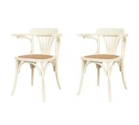 Biscottini Set 2 Sedie con braccioli 77x45x42 cm | Sedie cucina legno di frassino | Sedia sala da pranzo legno finitura bianca | Sedia cucina seduta Rattan | Poltroncina soggiorno | Poltrona ingresso