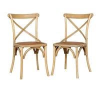 Biscottini Set 2 Sedie sala da pranzo in legno massello - Sedia cucina e soggiorno in rattan - Sedie d esterno e interno - Sedia impagliata Rustica Cross - Seduta imbottita Thonet Vintage