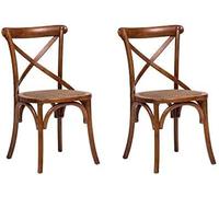 Biscottini Set 2 Sedie sala da pranzo legno massello 86x42x46 cm - Sedia cucina e soggiorno in rattan - Sedie in legno da esterno e interno - Sedia in Legno per cucina e sala Cross