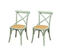 Biscottini Set 2 Sedie sala da pranzo legno massello 86x42x46 cm - Sedia cucina e soggiorno - Sedie in legno da esterno e interno - Sedia verde antico Cross
