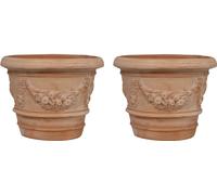 Biscottini Set 2 vasi in Terracotta 100% Made in Italy interamente Lavorati a Mano