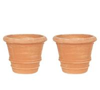 Biscottini Set 2 Vasi in Terracotta artigianali 30x30x25 cm - Vaso da Esterno e Interno rotondo - Vasi Grandi Made in Italy - Vasi per fiori Esterno - Fioriera per piante Terracotta - Fioriera balcone
