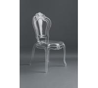 Biscottini Set 4 Sedia Trasparente Barocca in Policarbonato - Poltrona Effetto Cristallo - Sedie in Plastica Luigi XV Moderno - Sedia Elegante Sala da Pranzo, Cucina, Soggiorno, Ristorante ed Eventi