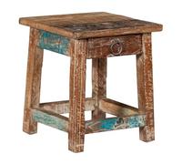 Biscottini Sgabello in legno basso con cassetto 26x26x30 cm - Sgabellino da bagno - Panchetto in legno riciclato - Sgabellino piccolo - Supporto per piante - Sgabelli da ristorante, bar e cucina