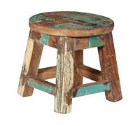 Biscottini Sgabello legno basso 26x30x26 cm | Sgabellino da bagno | Panchetto in legno riciclato | Sgabellino piccolo | Supporto per piante