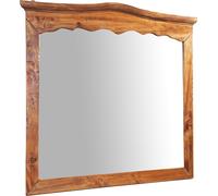Biscottini Specchiera a muro in legno massello di tiglio finitura noce L90xPR5xH83 cm Made in Italy
