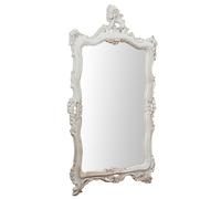 Biscottini Specchiera da parete in legno finitura bianco anticato L66xPR7xH118 cm Made in Italy