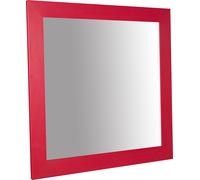 Biscottini Specchiera quadrata a muro in legno massello di tiglio finitura rossa L100xPR3xH100 cm Made in Italy