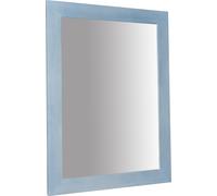 Biscottini Specchiera rettangolare a muro in legno massello di tiglio finitura azzurra L90xPR3xH120 cm Made in Italy