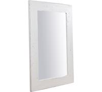 Biscottini Specchiera rettangolare a muro in legno massello di tiglio finitura bianca anticata L60xPR3xH90 cm Made in Italy