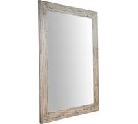 Biscottini Specchiera rettangolare a muro in legno massello di tiglio finitura crema anticata L90xPR3xH120 cm Made in Italy