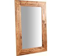 Biscottini Specchiera rettangolare a muro in legno massello di tiglio finitura naturale L60xPR3xH90 cm Made in Italy