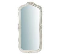 Biscottini Specchio,Specchiera lunga rettangolare da parete, da appendere al muro, orizzontale e verticale, Shabby chic, cornice finitura colore bianco anticato, grande, lunga, L47xPR4xH100 cm