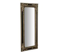 Biscottini Specchio, Specchiera Rettangolare da Parete, da Appendere al Muro Orizzontale Verticale, Shabby Chic, Trucco, Bagno, Cornice Colore Argento e Nero Anticato, L35xPR4xH82 cm