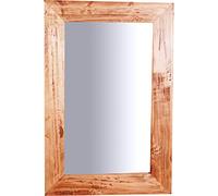 Biscottini Specchiera rettangolare a muro in legno massello di tiglio finitura naturale L60xPR3xH90 cm Made in Italy
