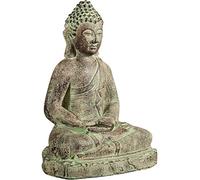 Biscottini Statua Buddha in Posizione Meditativa 46X34X66 cm - Buddha statua in resina grande - Buddah da arredo Effetto Pietra Invecchiata - Decorazione Zen da Interno ed Esterno