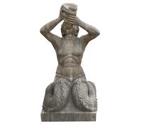 Biscottini Statua Uomo Inginocchiato Pietra Scultura Arredo Giardino Interni