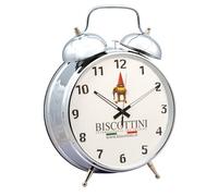 Biscottini Sveglia analogica gigante L48xPR36xH15 cm - Sveglia grande argento - Sveglia da comodino analogica