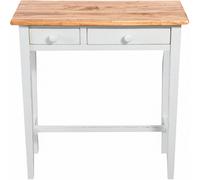 Biscottini Tavolino consolle Country in legno massello di tiglio struttura bianca anticata finitura naturale L73xPR36xH75 cm. Made in Italy