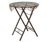 Biscottini Tavolino vassoio pieghevole in ferro battuto finitura ruggine anticata Diam.70XH76 cm