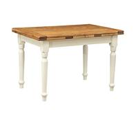 Biscottini Tavolo Allungabile In Legno Massello Di Tiglio - Stile Country - Stile Shabby - Struttura Bianca Anticata Piano Naturale L 120 x PR 80 x H 80 cm