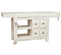 Biscottini Tavolo alto da lavoro 184x92x74 cm Made in Italy | Isola cucina piano lavoro legno massello | Bancone cucina | Piano lavoro cucina legno