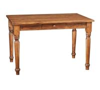 Biscottini Tavolo da cucina 120x80x80 cm Made in Italy | Scrivania vintage con cassetto | Tavolo legno massello di tiglio | Tavolo scrivania legno | Tavolo da pranzo per interni ed esterni Shabby