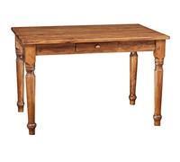 Biscottini Tavolo da cucina L120,5XPR80,5XH80,5 cm Made in Italy - Scrivania vintage con cassetto - Tavolo legno massello naturale di tiglio - Tavolo shabby
