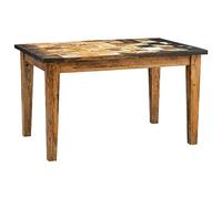 Biscottini Tavolo da pranzo in legno massello di recupero 140,5x78,5x90,5 cm - Tavolo scrivania ufficio con base in ferro - Tavolo pranzo, cucina, soggiorno e giardino