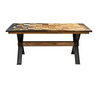 Biscottini Tavolo da pranzo in legno massello di recupero 180x78,5x90,5 cm | Tavolo scrivania ufficio con base in ferro | Tavolo pranzo, cucina, soggiorno e giardino