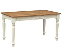 Biscottini Tavolo fisso Country in legno massello di tiglio struttura bianca anticata piano naturale. Made in Italy
