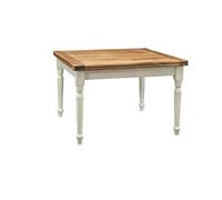 Biscottini Tavolo Quadrato Allungabile L120xPR120xH80 Bianco e Naturale - Cucina in Legno Massello Made in Italy - Da Pranzo