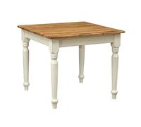 Biscottini Tavolo Quadrato In Legno Massello Di Tiglio - Stile Country - Stile Shabby - Struttura bianca anticata e Piano Naturale L 90 x PR 90 x H 78 cm