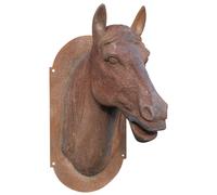 Biscottini Testa di cavallo da parete in fusione di ghisa finitura ruggine naturale L36xPR57xH82 cm
