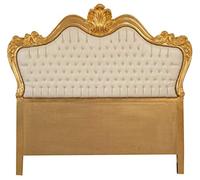 Biscottini Testiera letto matrimoniale imbottita 173x162x10 cm | Testata letto matrimoniale artigianale in legno oro | Testata letto in stile barocco