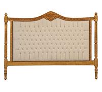 Biscottini Testiera letto matrimoniale imbottita beige 180x134x6 cm | Testata letto matrimoniale artigianale in legno | Testata letto in stile barocco
