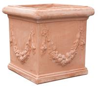Biscottini Vaso cubo festonato in Terracotta 100% Made in Italy interamente Lavorata a Mano